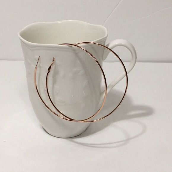 24KT Rose gold plated 3” hoop earrings. NWT - Picture 2 of 8